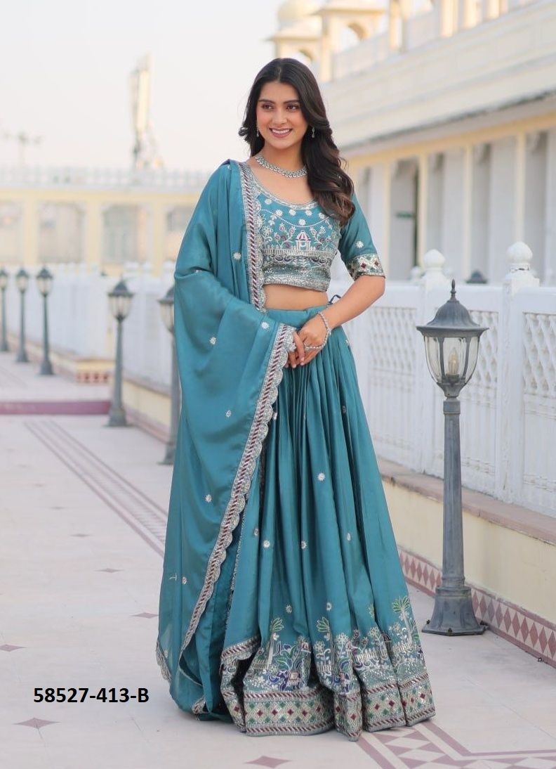SERIES 413 - Catalog # 58527 (Set of 2 Readymade Lehengas) by Brand DESI MUSE SERIES 413 - Catalog # 58527 (Set of 2 Readymade Lehengas) by Brand DESI MUSE