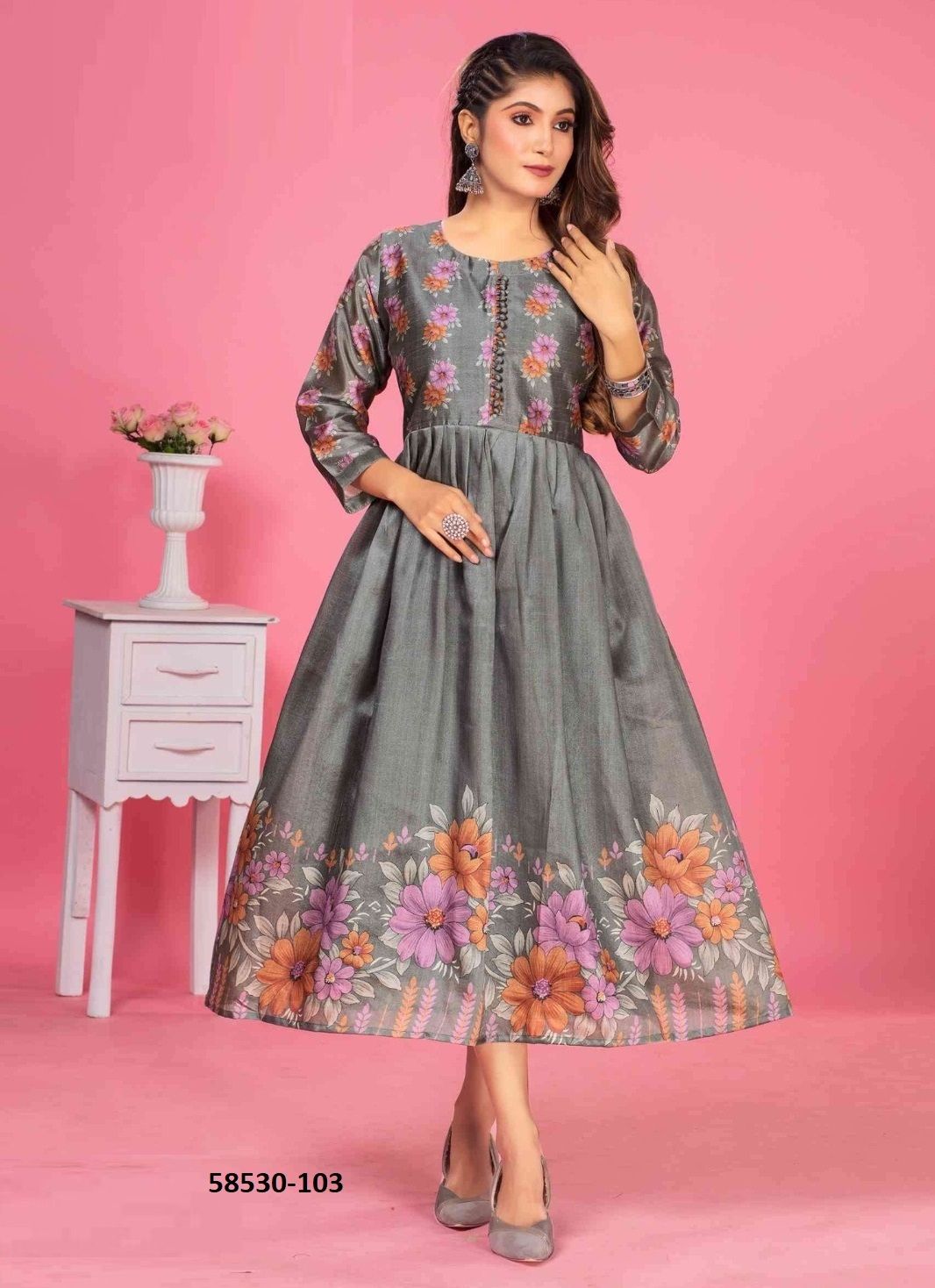 ILA - Catalog # 58530 (Set of 6 Readymade Women's Kurtis / Tops) by Brand DEE CEE