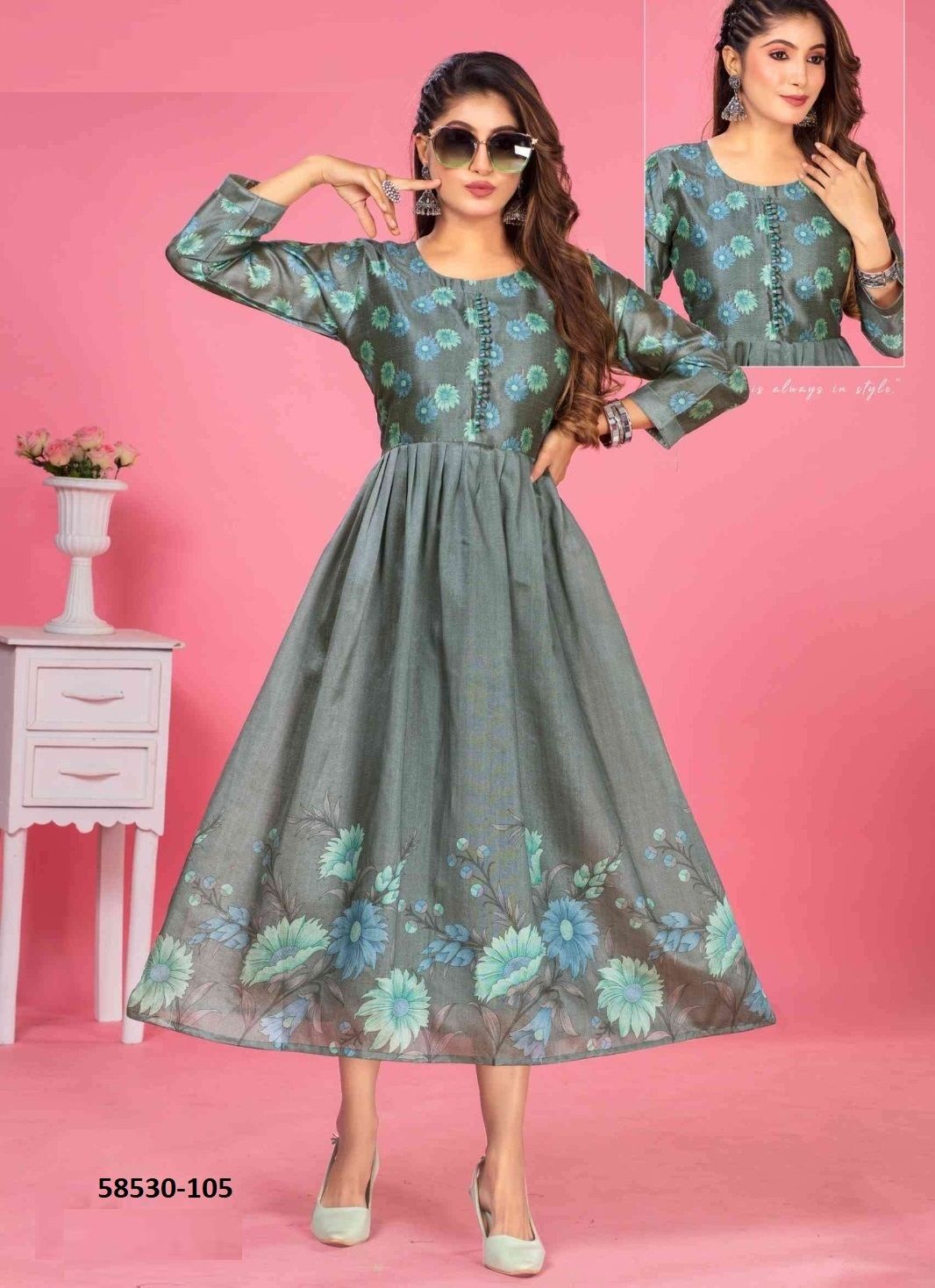 ILA - Catalog # 58530 (Set of 6 Readymade Women's Kurtis / Tops) by Brand DEE CEE