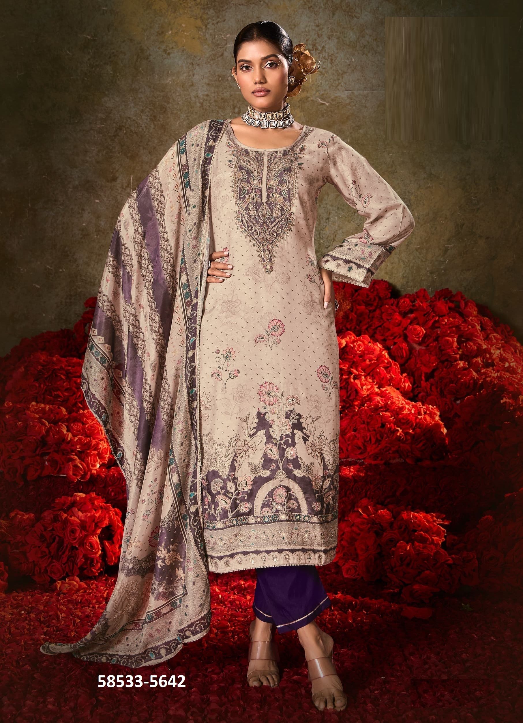 SIDDHI - Catalog # 58533 (Set of 4 Readymade Salwar Suits) by Brand RANGOON