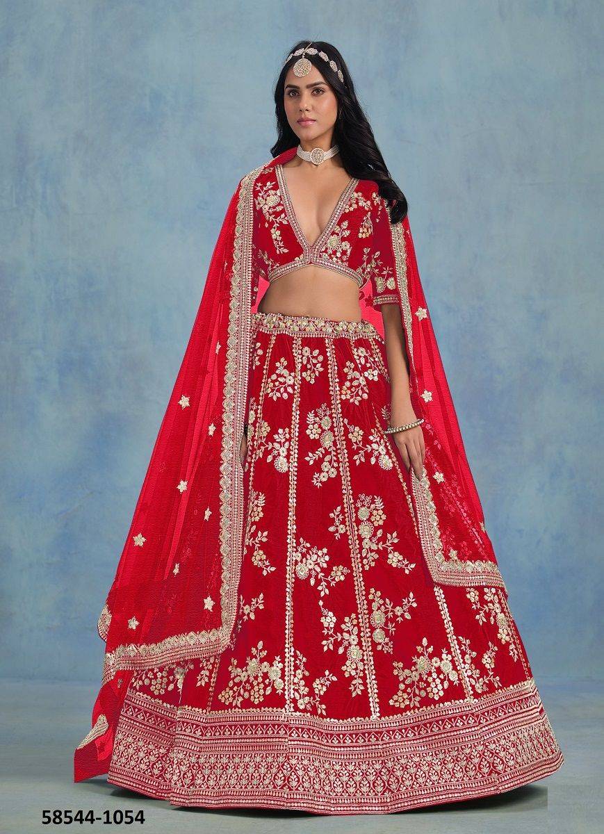 SHEILJA - Catalog # 58544 (Set of 4 Semi-Stitched Lehengas) by Brand DESI MUSE