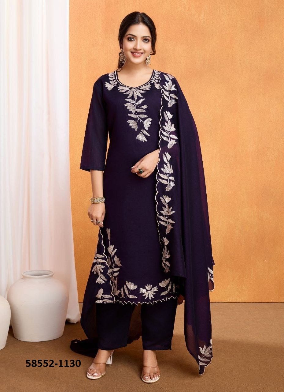 SERIES 1128-1130 - Catalog # 58552 (Set of 3 Readymade Salwar Suits) by Brand DESI MUSE