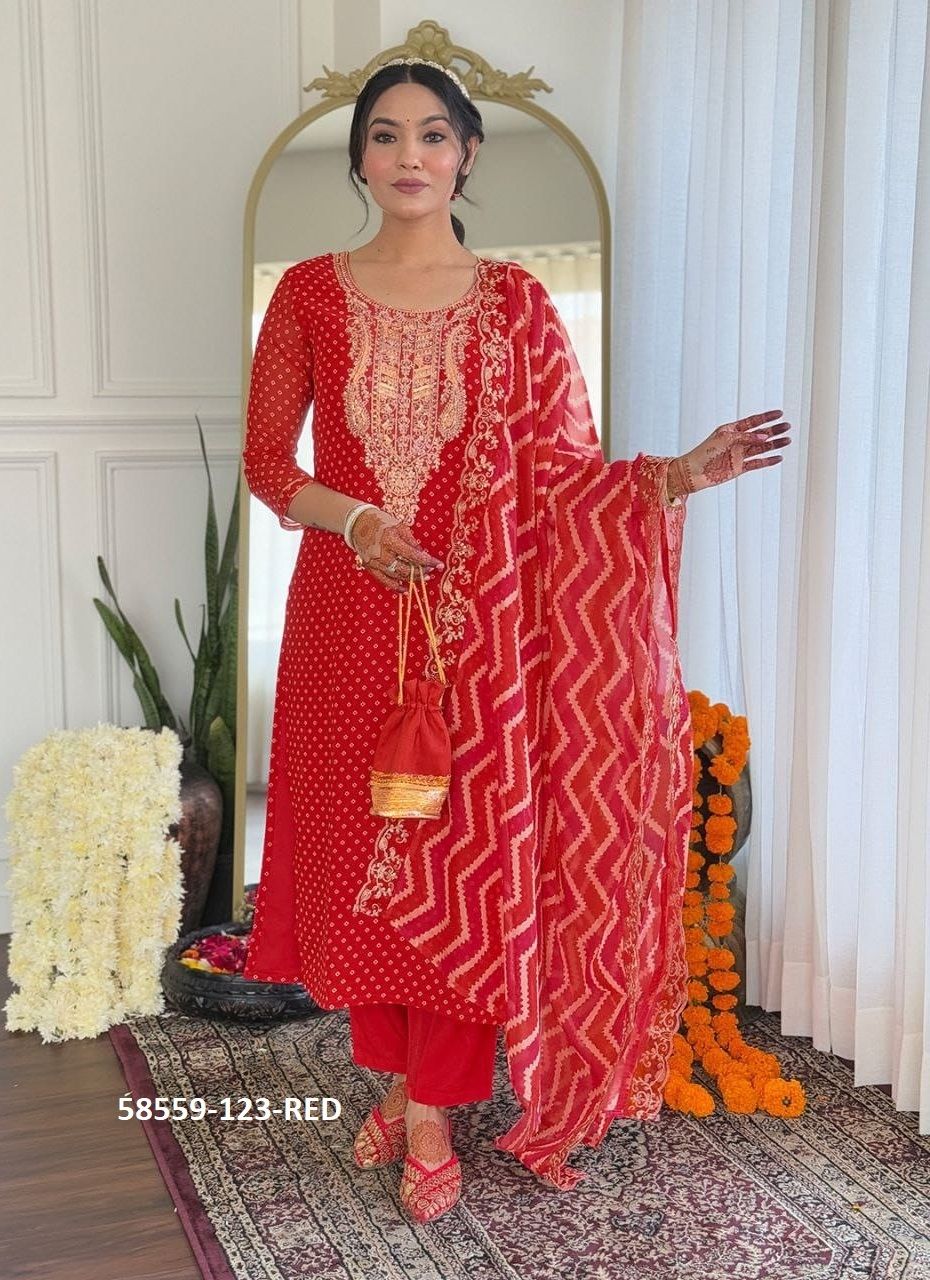 RED & RANI - Catalog # 58559 (Set of 2 Readymade Salwar Suits) by Brand DESI MUSE