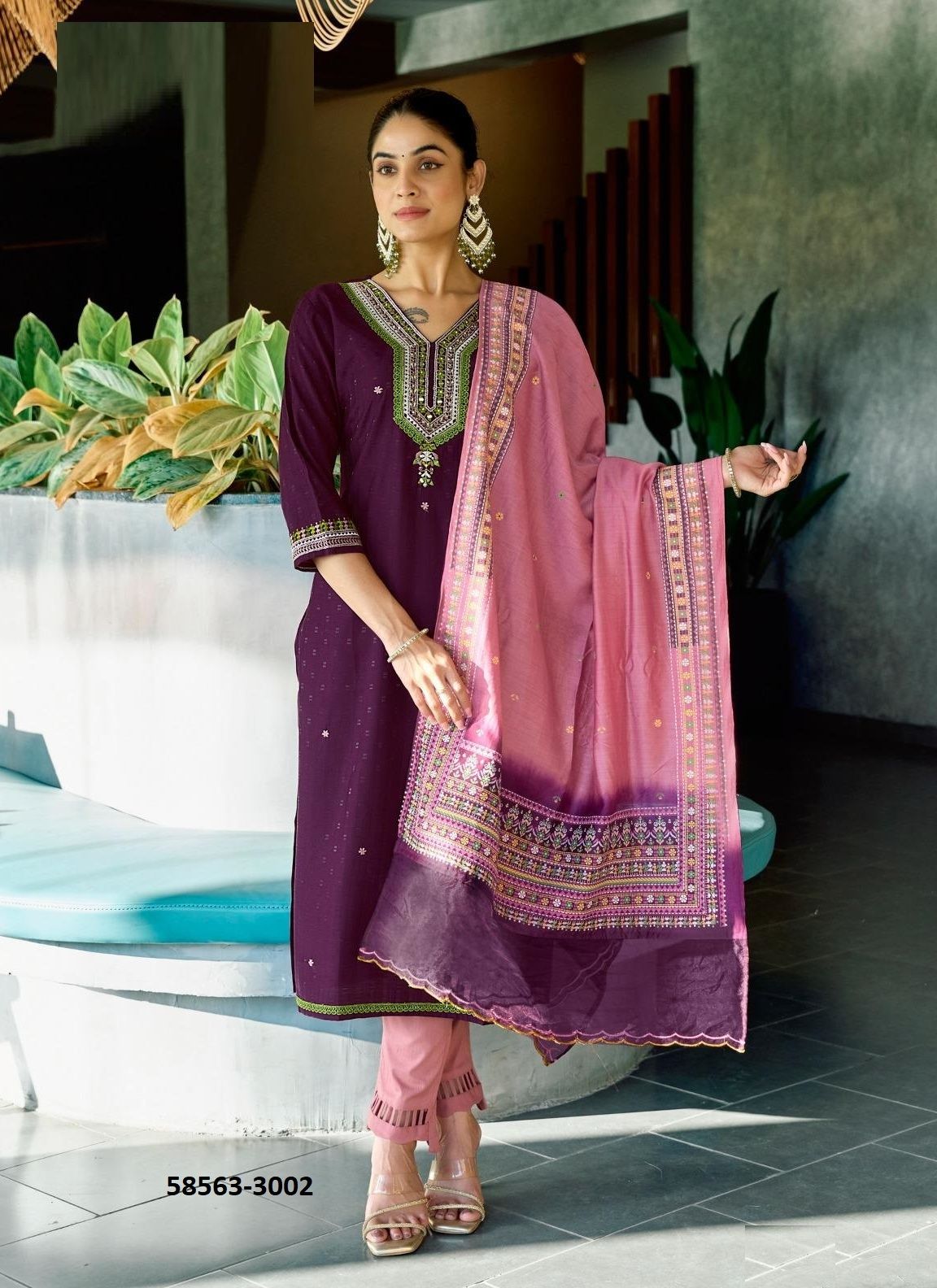 VARDAN - Catalog # 58563 (Set of 4 Readymade Salwar Suits) by Brand KADLEE FASHION