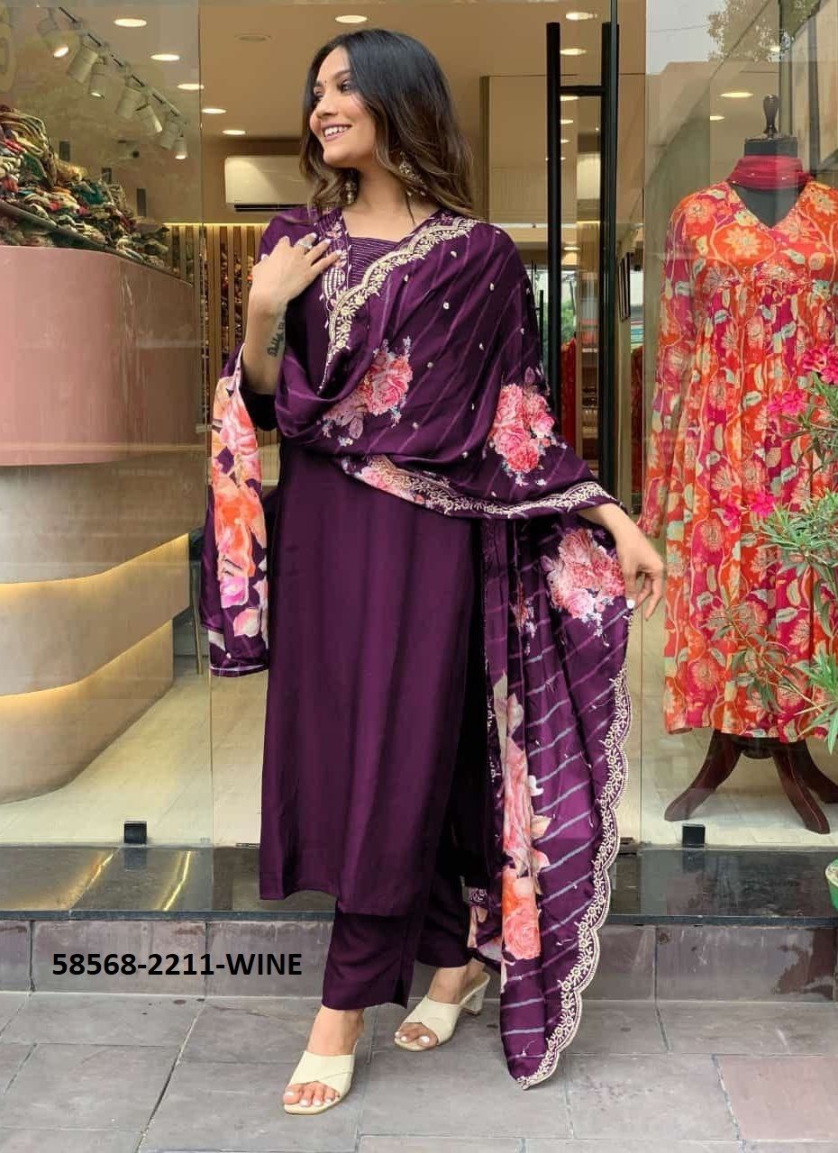 SERIES 2210-2212 - Catalog # 58568 (Set of 3 Readymade Salwar Suits) by Brand DESI MUSE