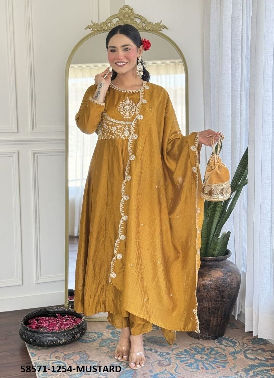 PASTEL SERIES 1254 - Catalog # 58571 (Set of 4 Readymade Salwar Suits) by Brand DESI MUSE