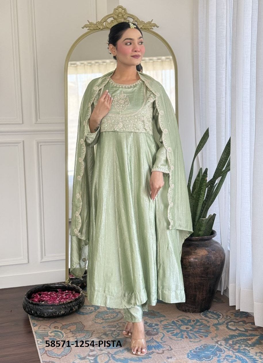PASTEL SERIES 1254 - Catalog # 58571 (Set of 4 Readymade Salwar Suits) by Brand DESI MUSE
