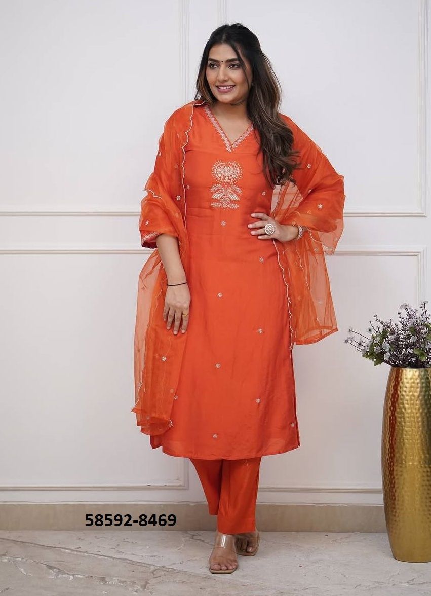 PINK & ORANGE - Catalog # 58592 (Set of 2 Readymade Salwar Suits) by Brand DESI MUSE PINK & ORANGE - Catalog # 58592 (Set of 2 Readymade Salwar Suits) by Brand DESI MUSE