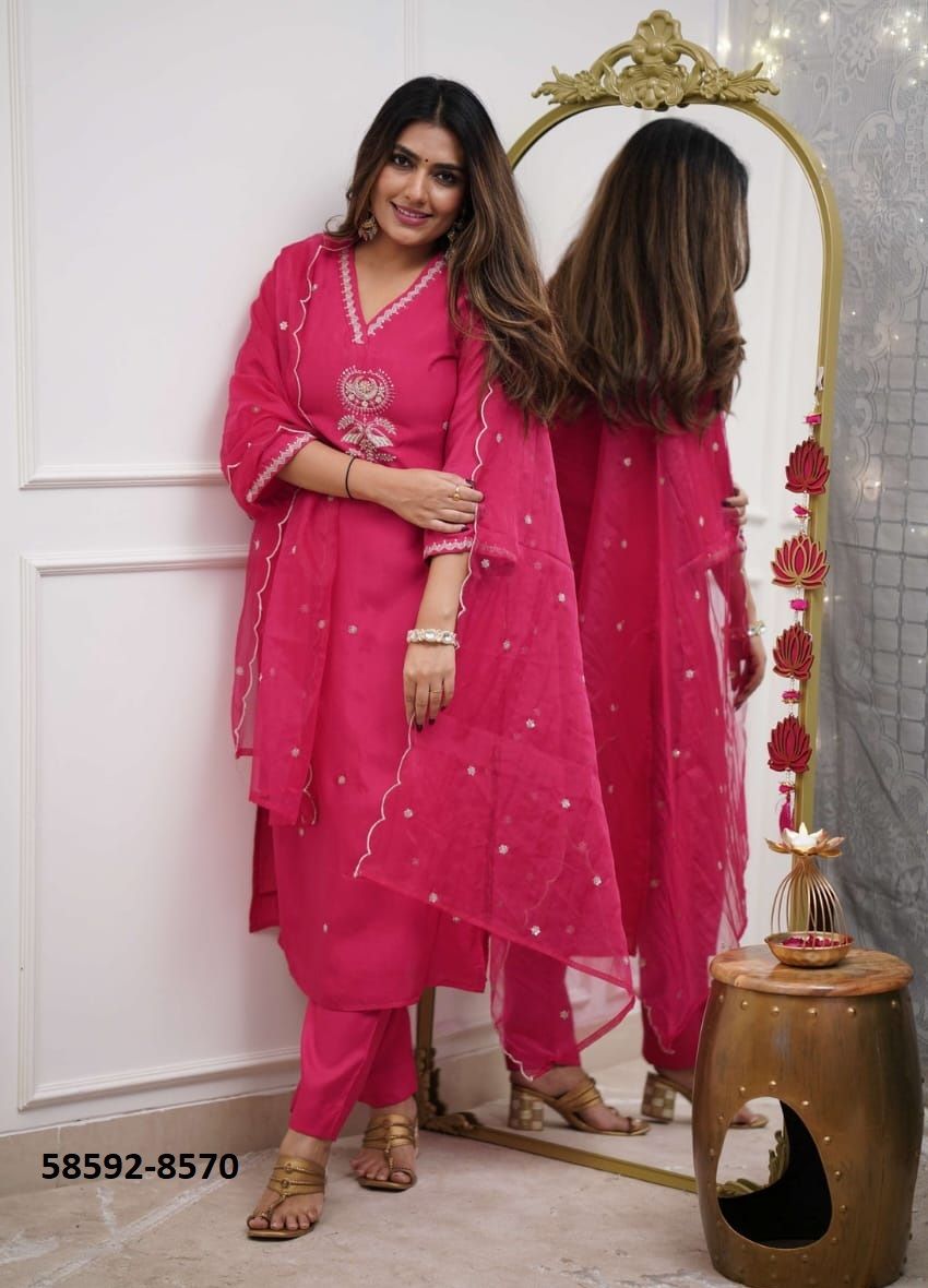PINK & ORANGE - Catalog # 58592 (Set of 2 Readymade Salwar Suits) by Brand DESI MUSE PINK & ORANGE - Catalog # 58592 (Set of 2 Readymade Salwar Suits) by Brand DESI MUSE