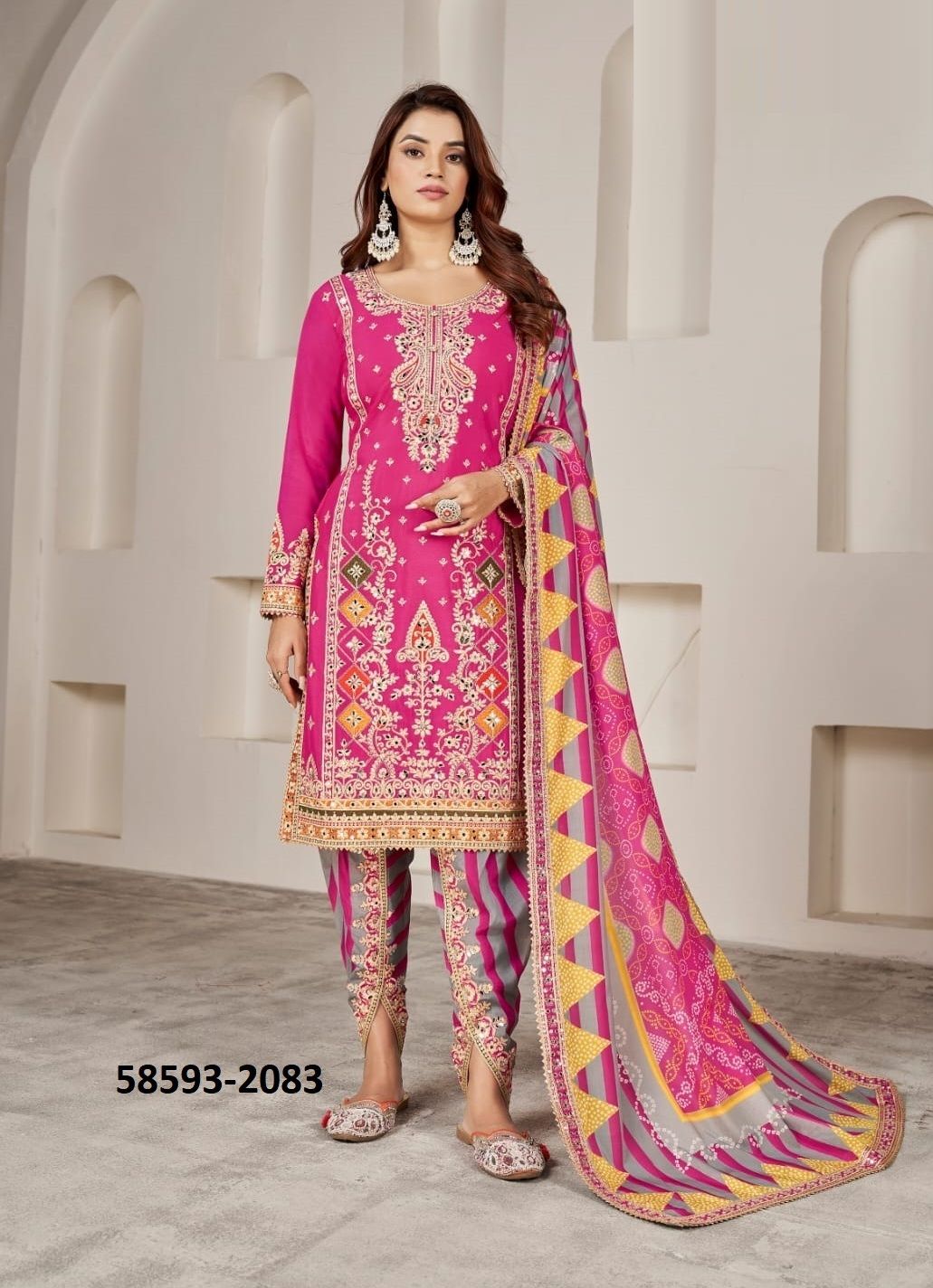 PHOOLZARI - Catalog # 58593 (Set of 4 Readymade Salwar Suits) by Brand GULZAR COUTURE