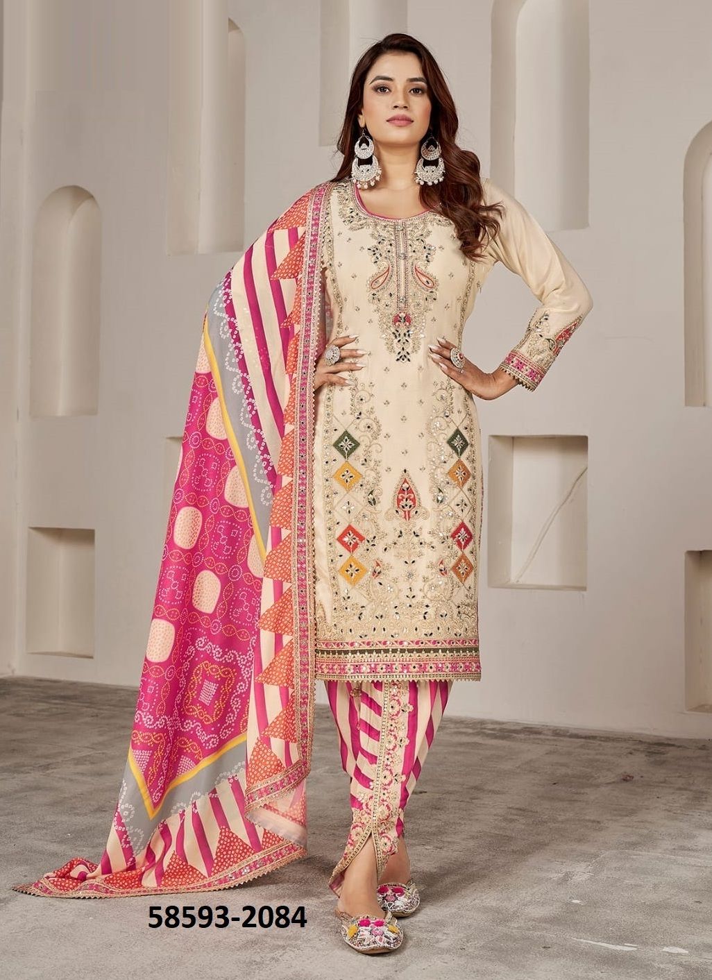 PHOOLZARI - Catalog # 58593 (Set of 4 Readymade Salwar Suits) by Brand GULZAR COUTURE