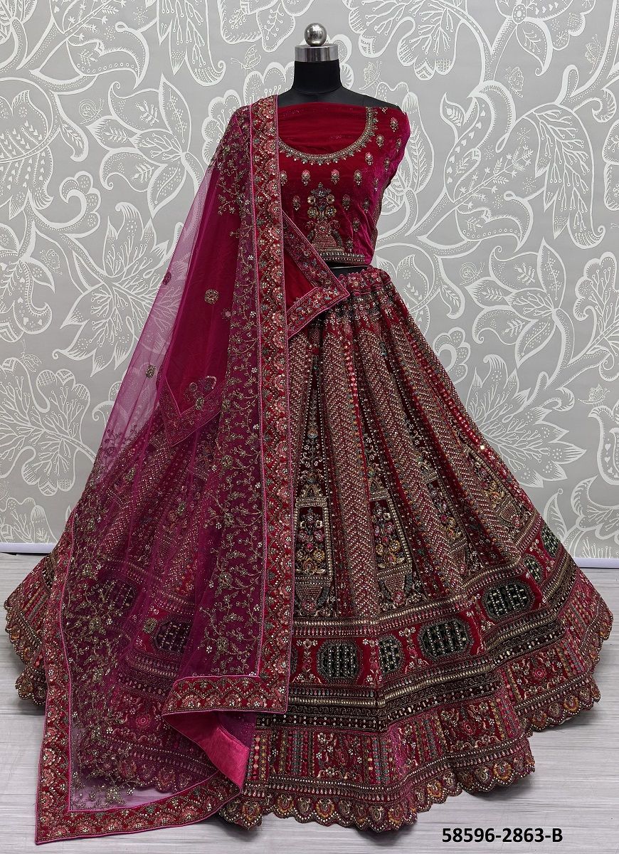SERIES 2863 - Catalog # 58596 (Set of 2 Semi-Stitched Lehengas) by Brand DESI MUSE