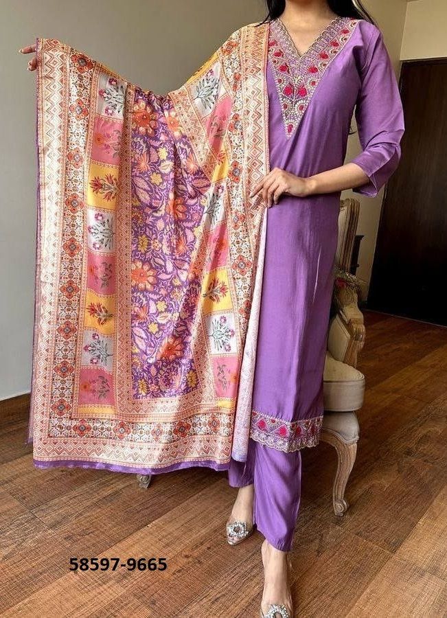 CHANDERI PRINTS - Catalog # 58597 (Set of 2 Readymade Salwar Suits) by Brand DESI MUSE