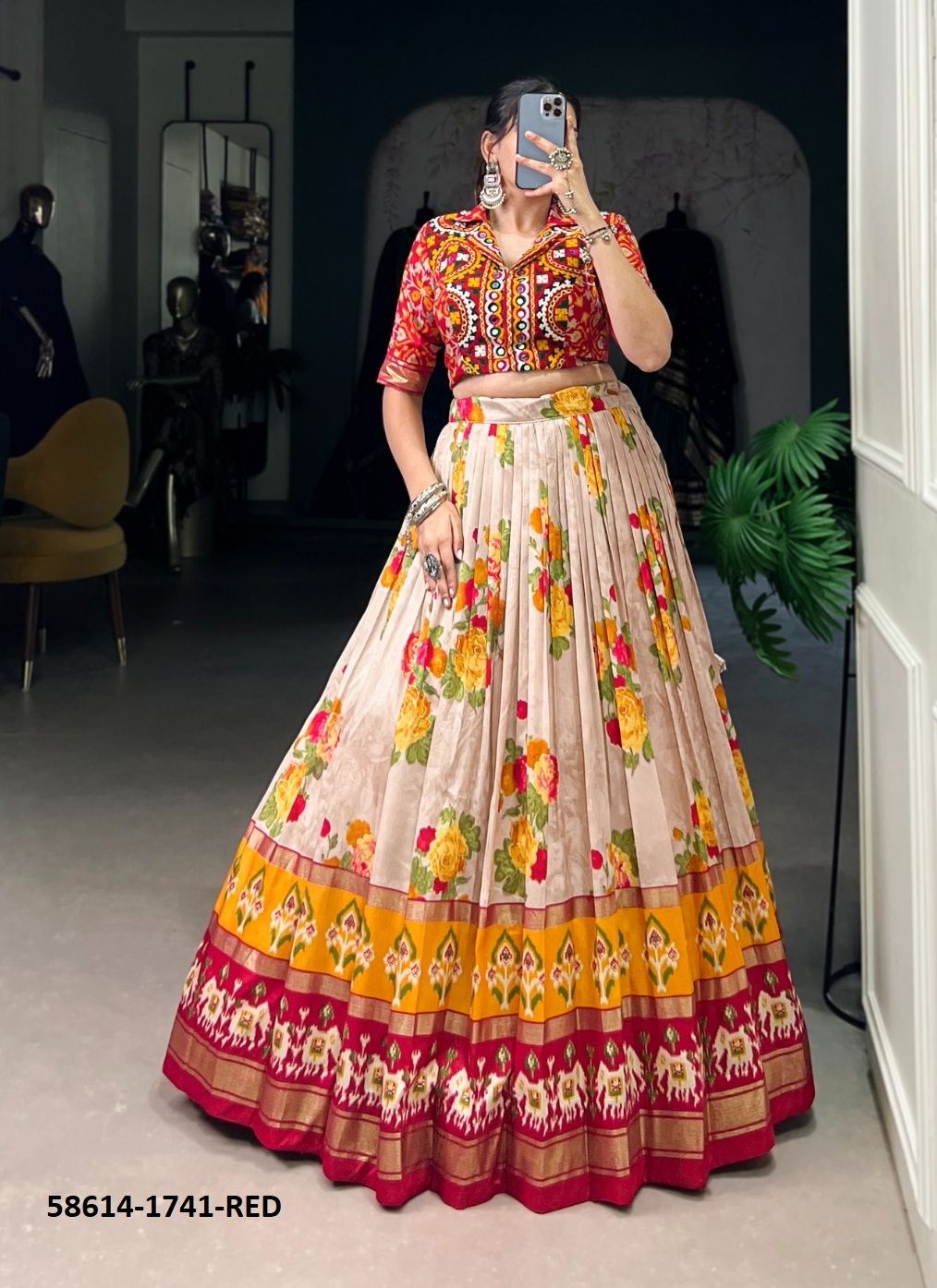 PATOLA SERIES 1741 - Catalog # 58614 (Set of 2 Readymade Lehengas) by Brand DESI MUSE