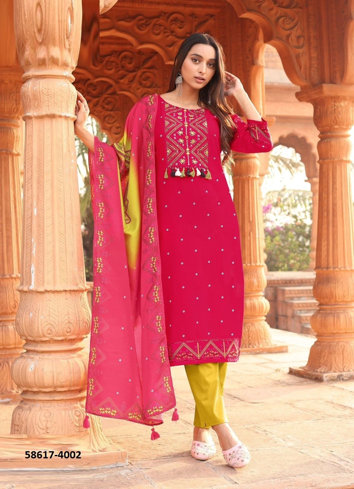 COLORDROP - Catalog # 58617 (Set of 6 Readymade Salwar Suits) by Brand DESI MUSE