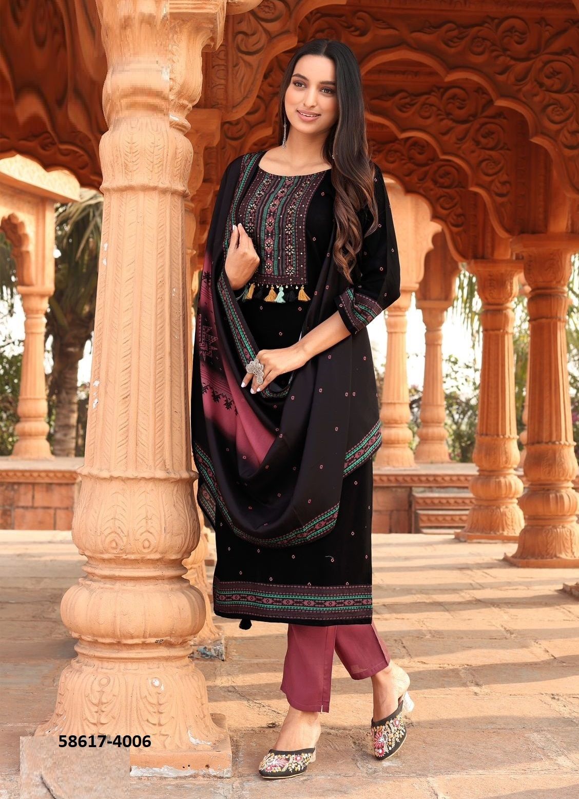 COLORDROP - Catalog # 58617 (Set of 6 Readymade Salwar Suits) by Brand DESI MUSE