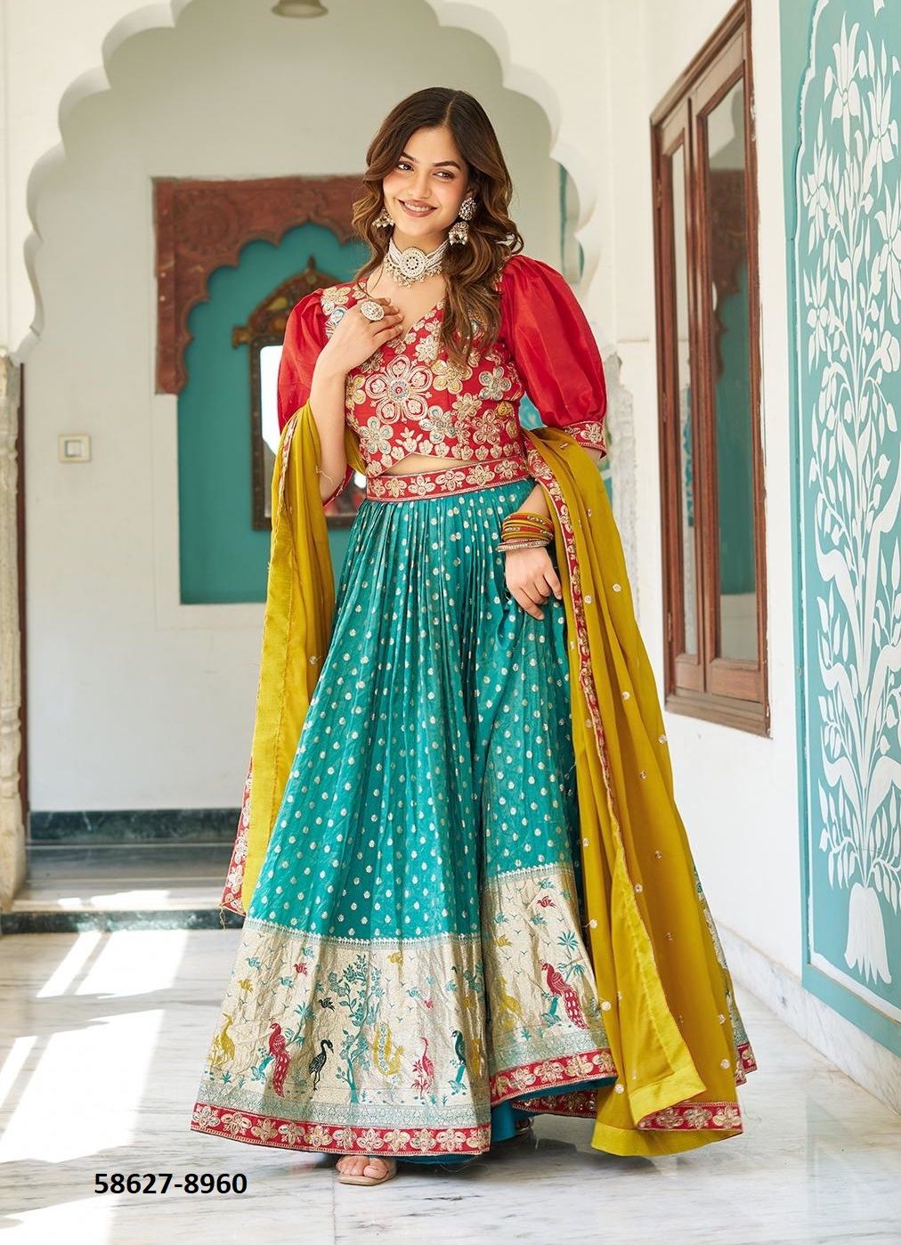 SOUTH COLLECTION - Catalog # 58627 (Set of 2 Readymade Lehengas) by Brand DESI MUSE SOUTH COLLECTION - Catalog # 58627 (Set of 2 Readymade Lehengas) by Brand DESI MUSE