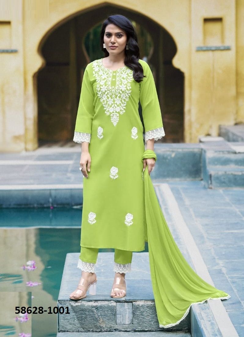 WHITE LOTUS - Catalog # 58628 (Set of 6 Readymade Salwar Suits) by Brand WOODEE AHMEDABAD WHITE LOTUS - Catalog # 58628 (Set of 6 Readymade Salwar Suits) by Brand WOODEE AHMEDABAD