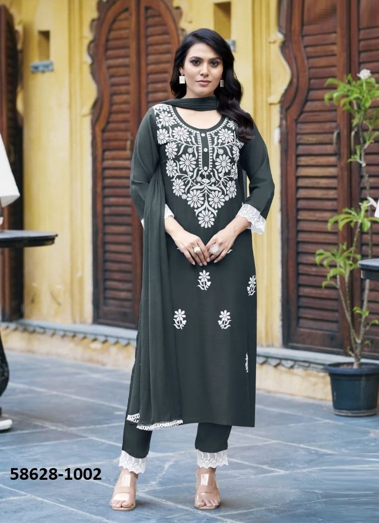 WHITE LOTUS - Catalog # 58628 (Set of 6 Readymade Salwar Suits) by Brand WOODEE AHMEDABAD WHITE LOTUS - Catalog # 58628 (Set of 6 Readymade Salwar Suits) by Brand WOODEE AHMEDABAD