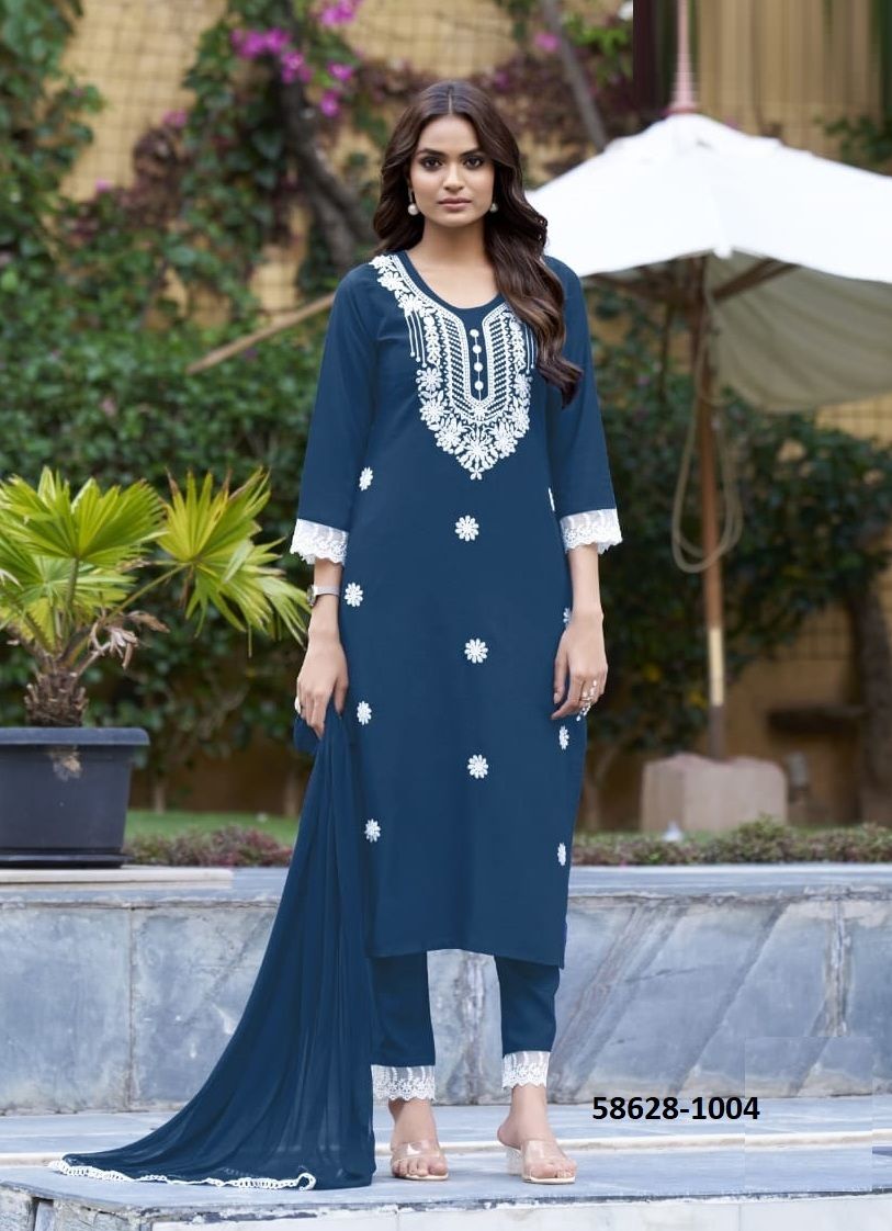 WHITE LOTUS - Catalog # 58628 (Set of 6 Readymade Salwar Suits) by Brand WOODEE AHMEDABAD WHITE LOTUS - Catalog # 58628 (Set of 6 Readymade Salwar Suits) by Brand WOODEE AHMEDABAD
