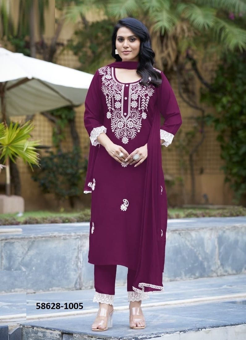 WHITE LOTUS - Catalog # 58628 (Set of 6 Readymade Salwar Suits) by Brand WOODEE AHMEDABAD WHITE LOTUS - Catalog # 58628 (Set of 6 Readymade Salwar Suits) by Brand WOODEE AHMEDABAD