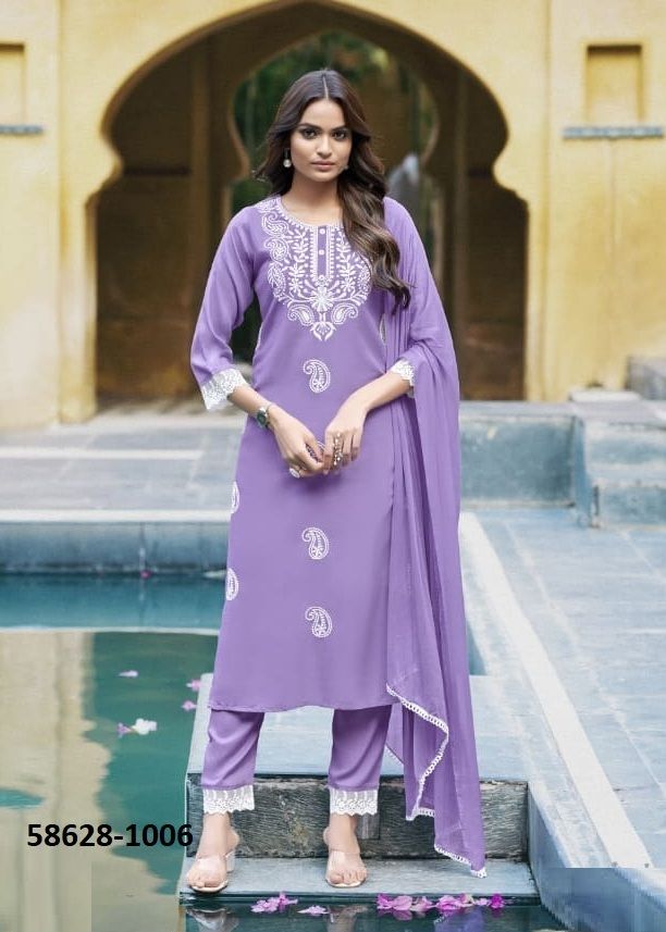 WHITE LOTUS - Catalog # 58628 (Set of 6 Readymade Salwar Suits) by Brand WOODEE AHMEDABAD WHITE LOTUS - Catalog # 58628 (Set of 6 Readymade Salwar Suits) by Brand WOODEE AHMEDABAD