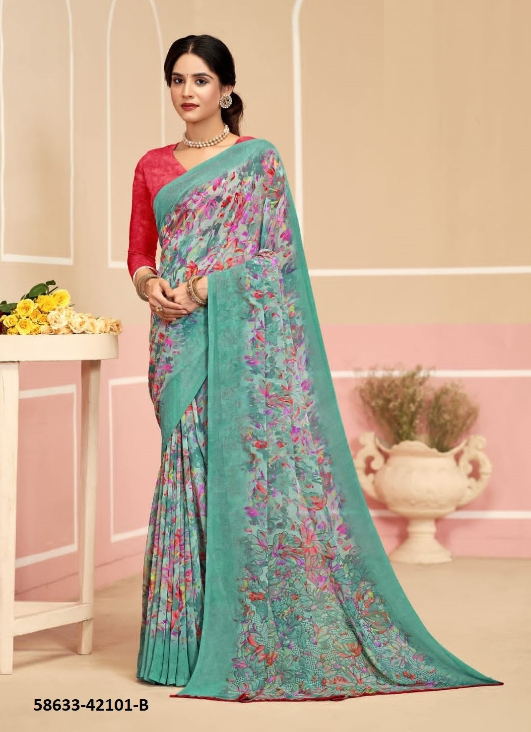 RAAGA GEORGETTE 17 - Catalog # 58633 (Set of 12 Sarees) by Brand RUCHI SAREES