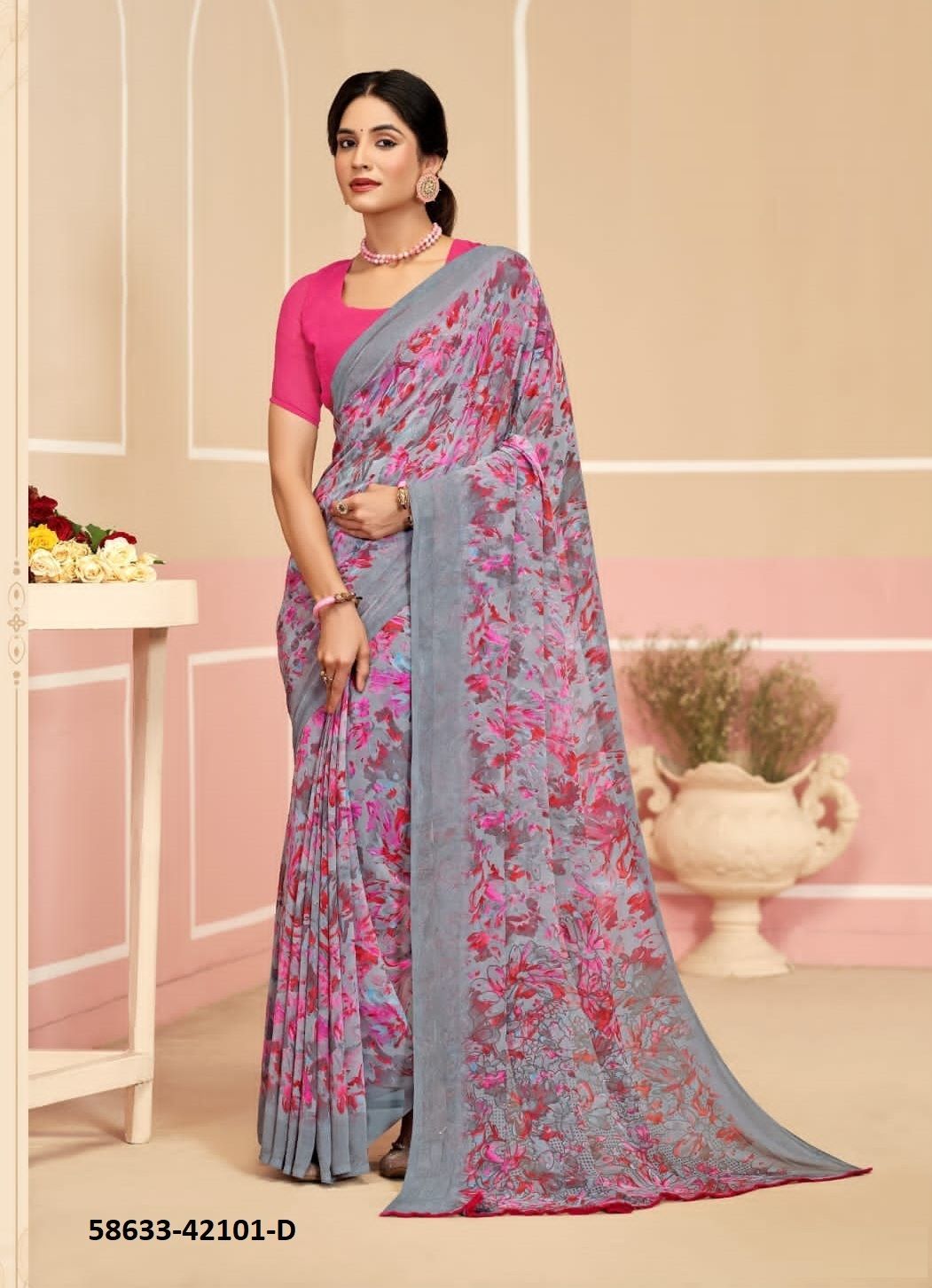 RAAGA GEORGETTE 17 - Catalog # 58633 (Set of 12 Sarees) by Brand RUCHI SAREES