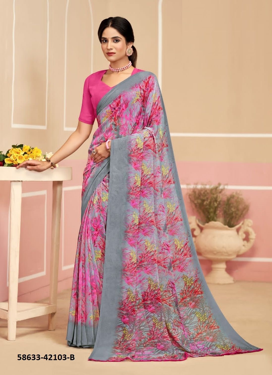 RAAGA GEORGETTE 17 - Catalog # 58633 (Set of 12 Sarees) by Brand RUCHI SAREES