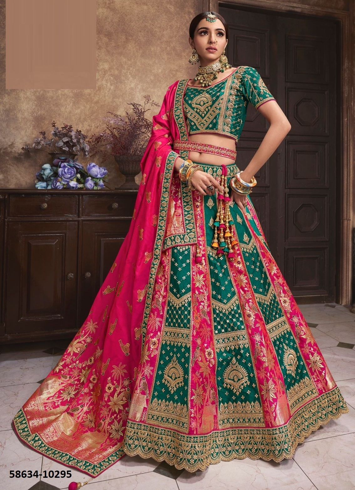 VRINDAVAN 53 - Catalog # 58634 (Set of 6 Semi-Stitched Lehengas) by Brand ROYAL VIRASAT