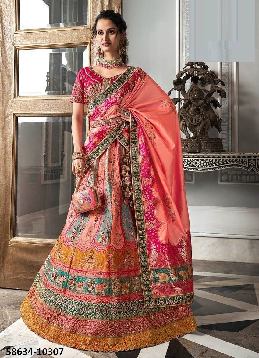 VRINDAVAN 53 - Catalog # 58634 (Set of 6 Semi-Stitched Lehengas) by Brand ROYAL VIRASAT
