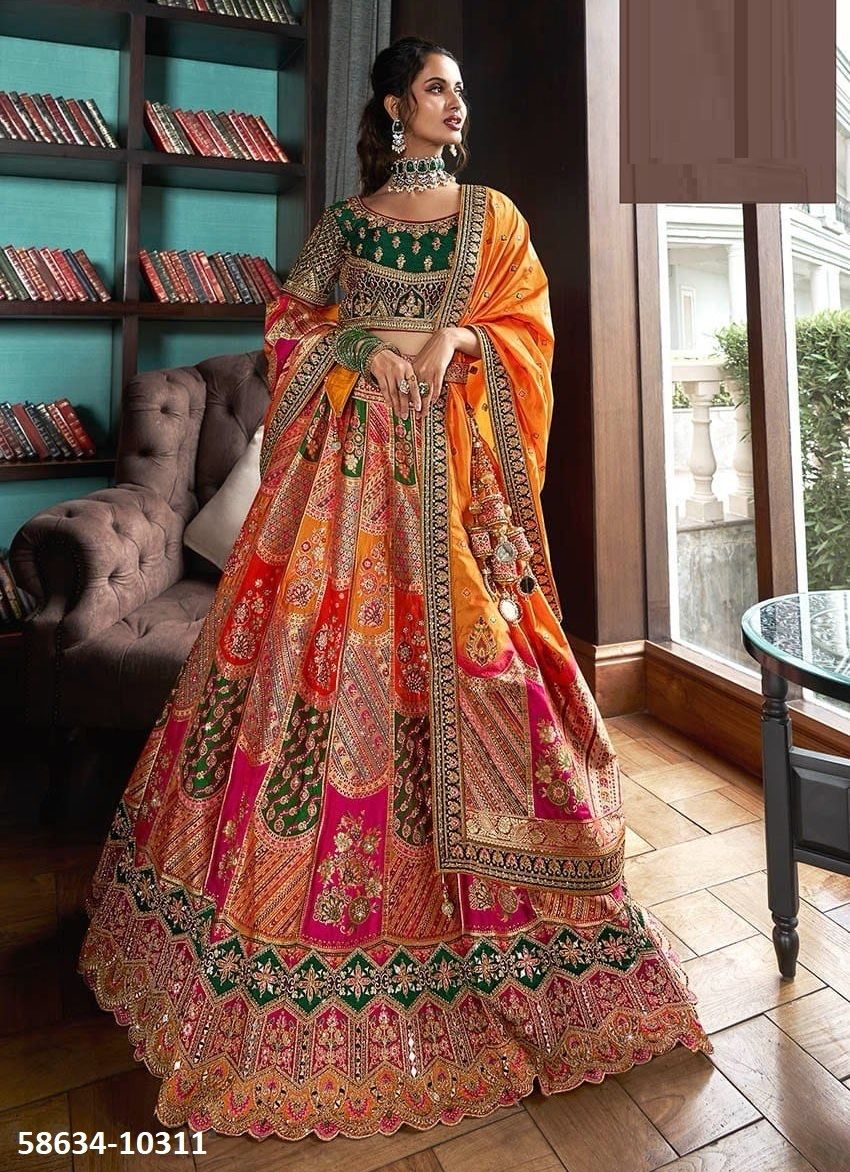 VRINDAVAN 53 - Catalog # 58634 (Set of 6 Semi-Stitched Lehengas) by Brand ROYAL VIRASAT