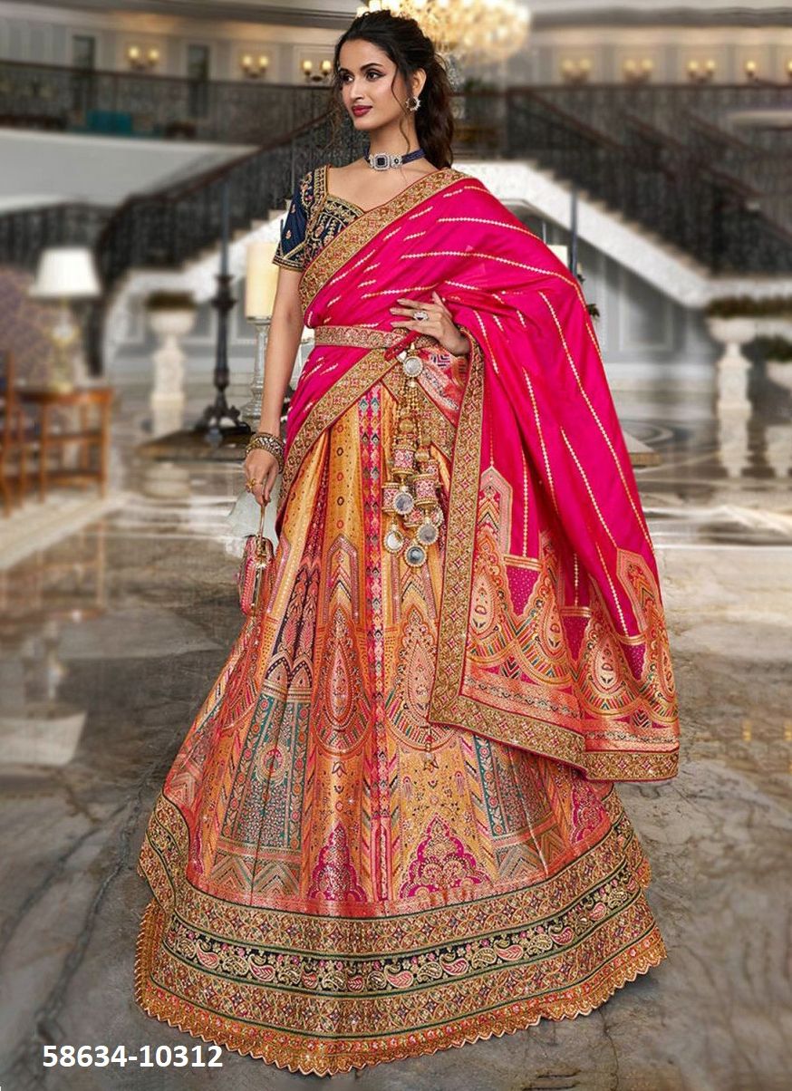 VRINDAVAN 53 - Catalog # 58634 (Set of 6 Semi-Stitched Lehengas) by Brand ROYAL VIRASAT