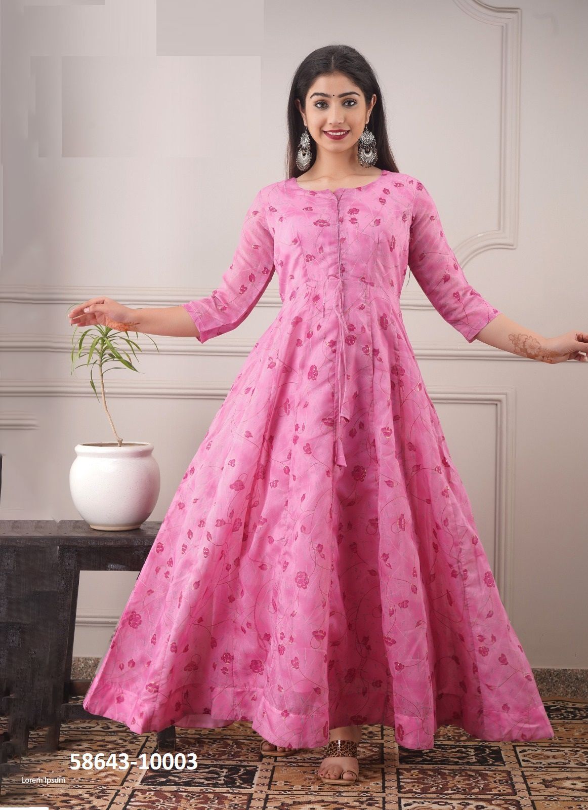 SERIES 10001-10004 - Catalog # 58643 (Set of 3 Readymade Women's Kurtis / Tops) by Brand DESI MUSE