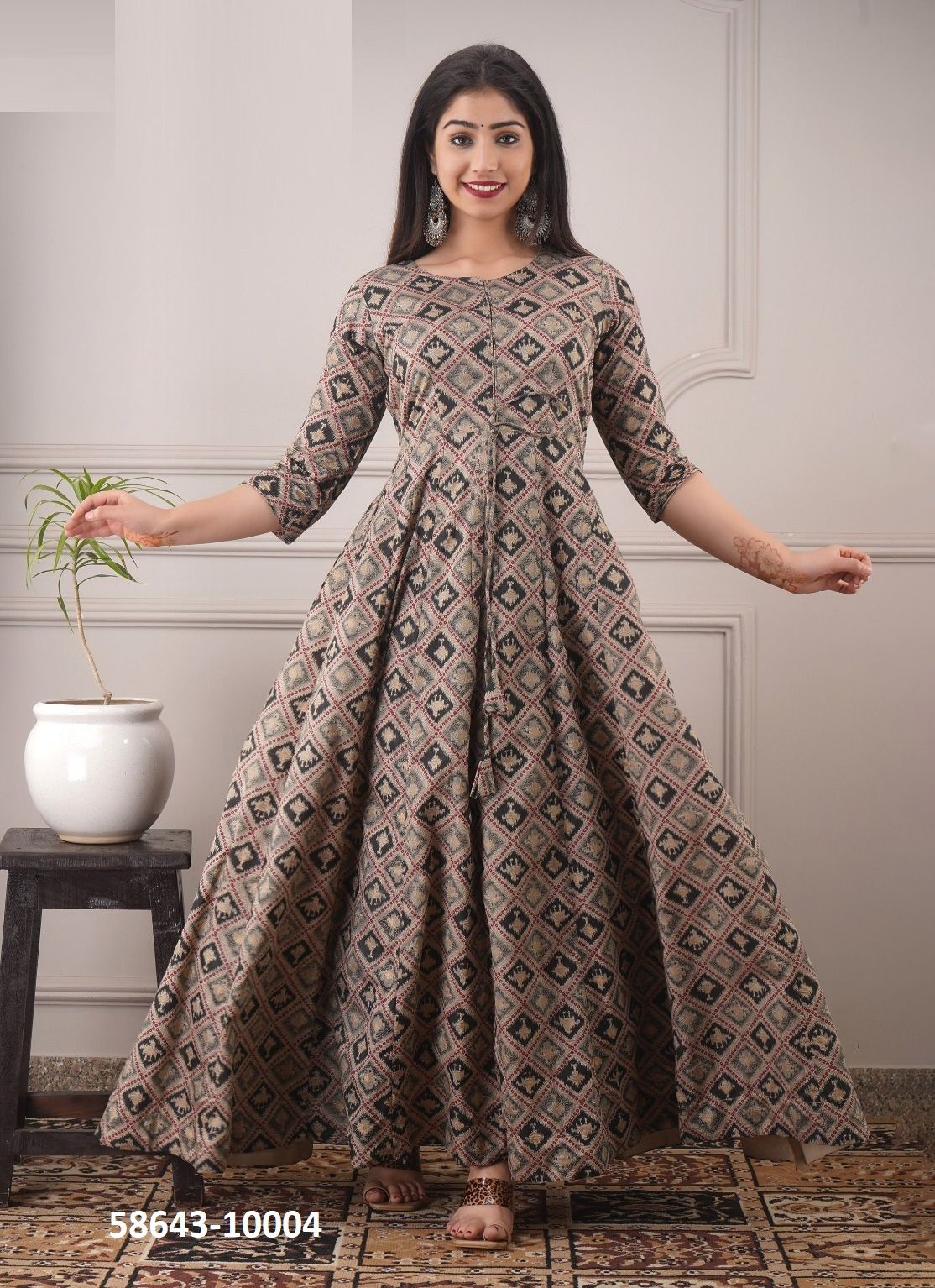 SERIES 10001-10004 - Catalog # 58643 (Set of 3 Readymade Women's Kurtis / Tops) by Brand DESI MUSE