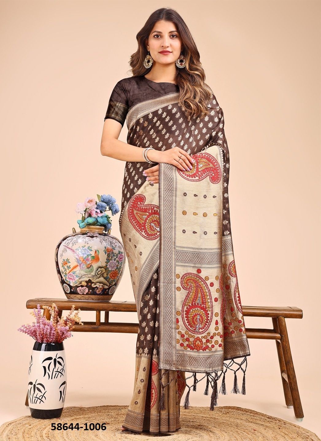 RAAGVI - Catalog # 58644 (Set of 6 Sarees) by Brand DESI MUSE