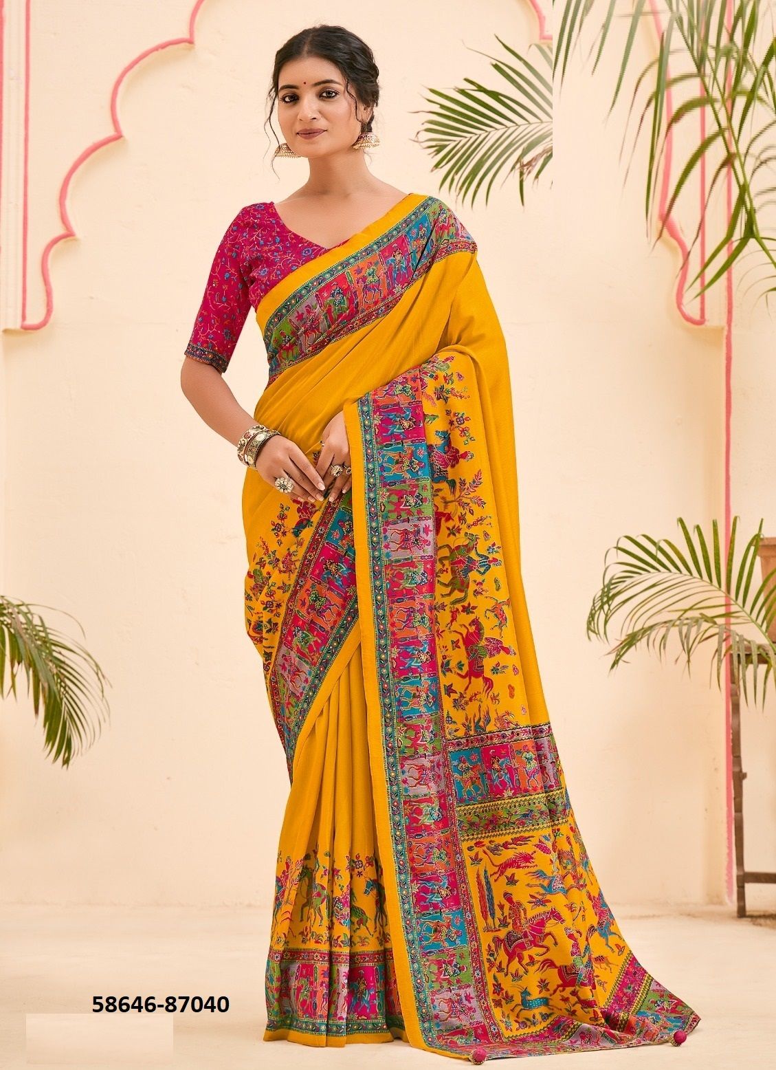 IVORY SILK 3 - Catalog # 58646 (Set of 6 Sarees) by Brand VIPUL FASHIONS