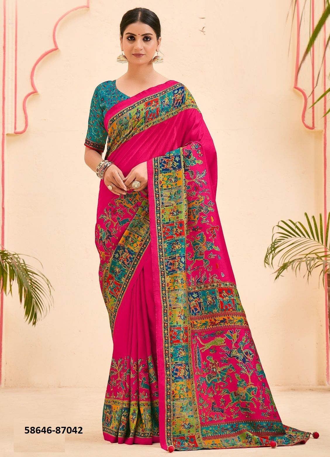 IVORY SILK 3 - Catalog # 58646 (Set of 6 Sarees) by Brand VIPUL FASHIONS