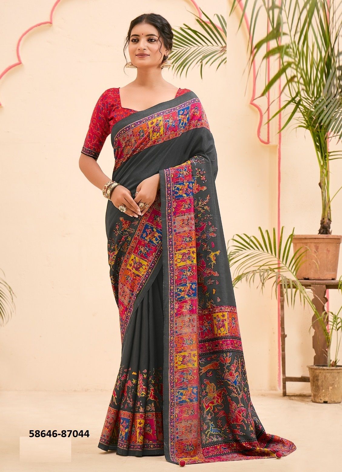 IVORY SILK 3 - Catalog # 58646 (Set of 6 Sarees) by Brand VIPUL FASHIONS