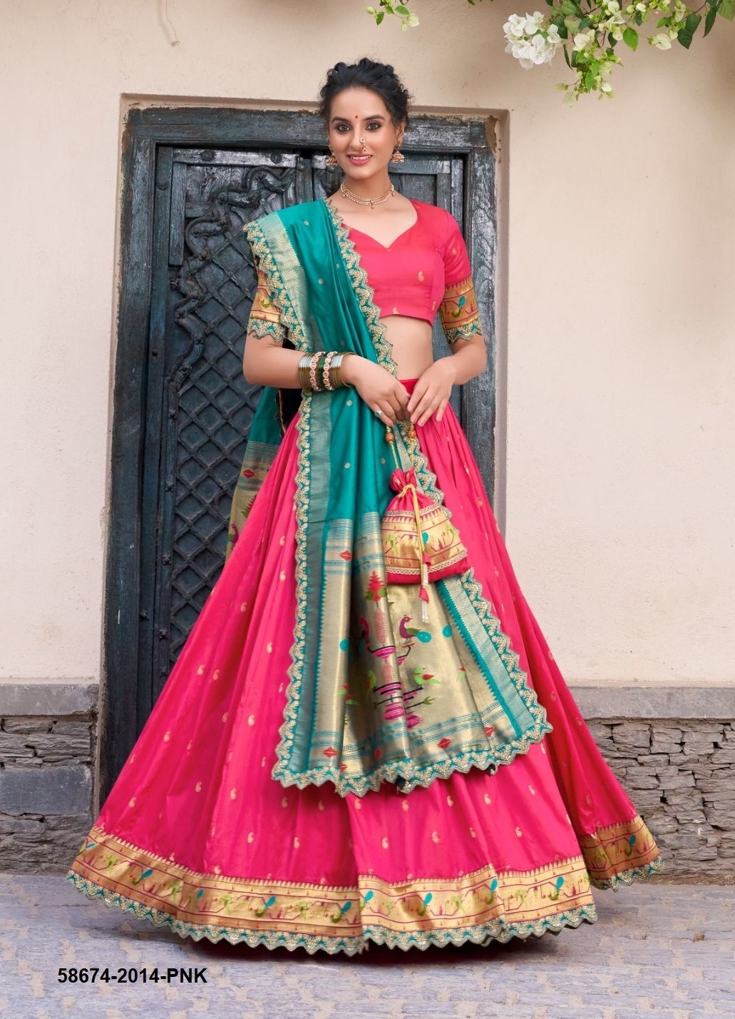 SRIVIDYA - Catalog # 58674 (Set of 4 Semi-Stitched Lehengas) by Brand DESI MUSE