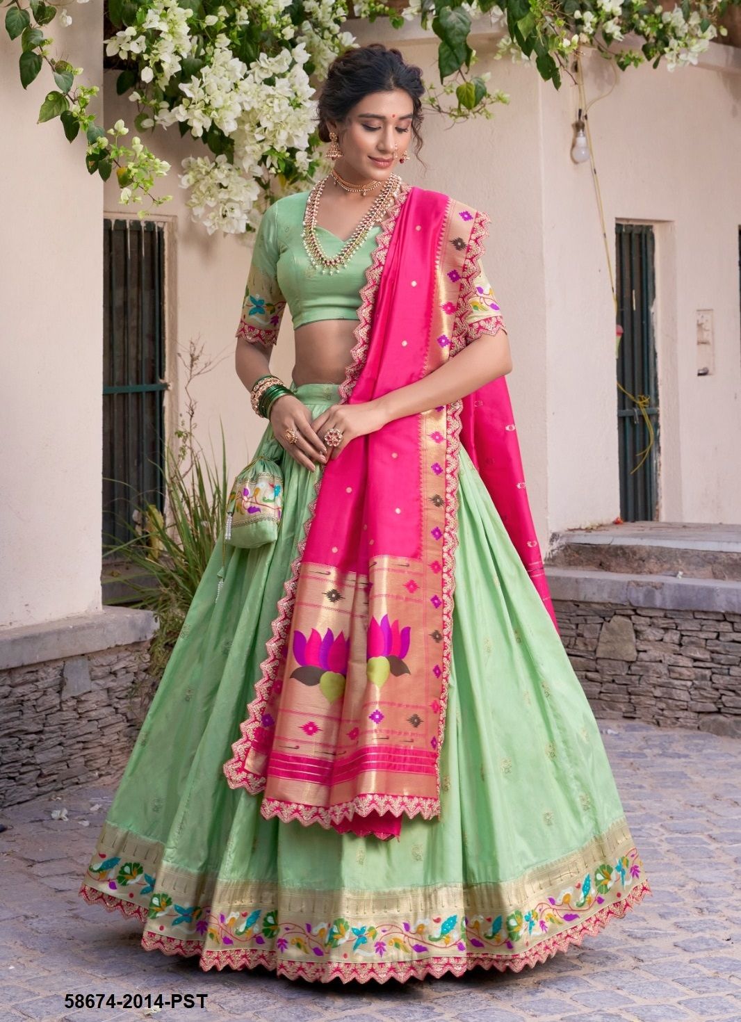 SRIVIDYA - Catalog # 58674 (Set of 4 Semi-Stitched Lehengas) by Brand DESI MUSE