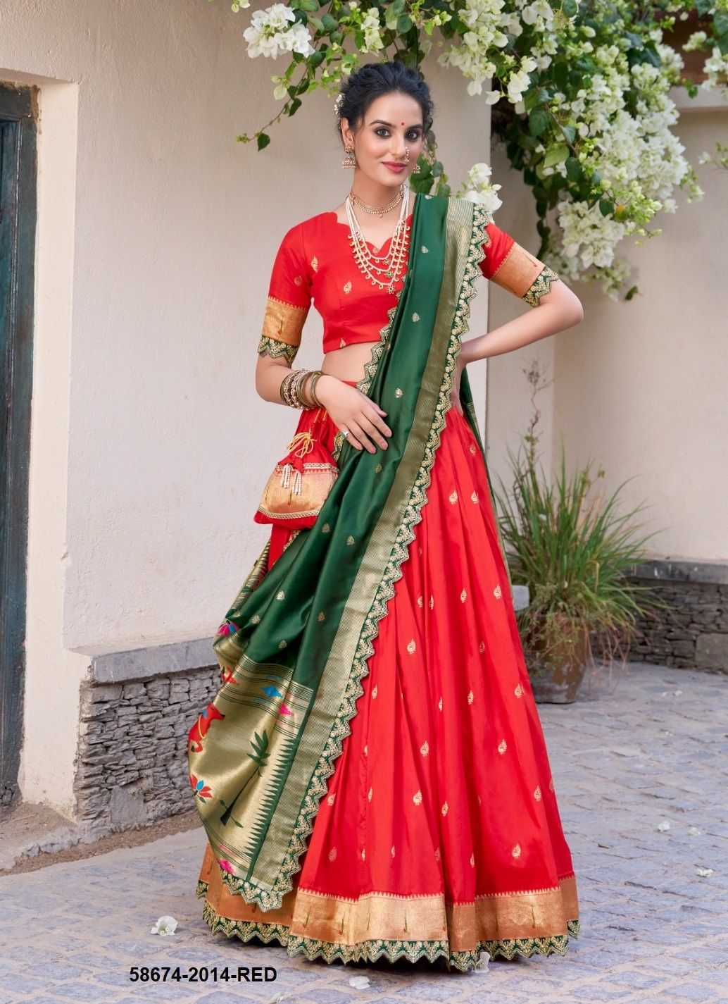 SRIVIDYA - Catalog # 58674 (Set of 4 Semi-Stitched Lehengas) by Brand DESI MUSE