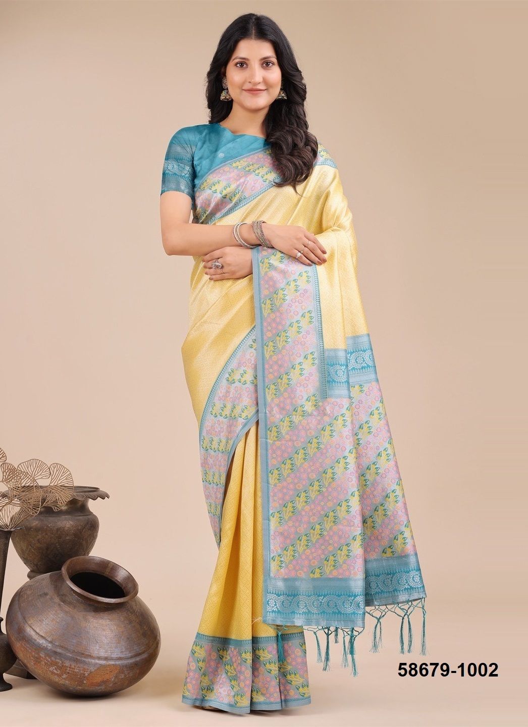 PLAZZO SILK 4 - Catalog # 58679 (Set of 6 Sarees) by Brand DESI MUSE