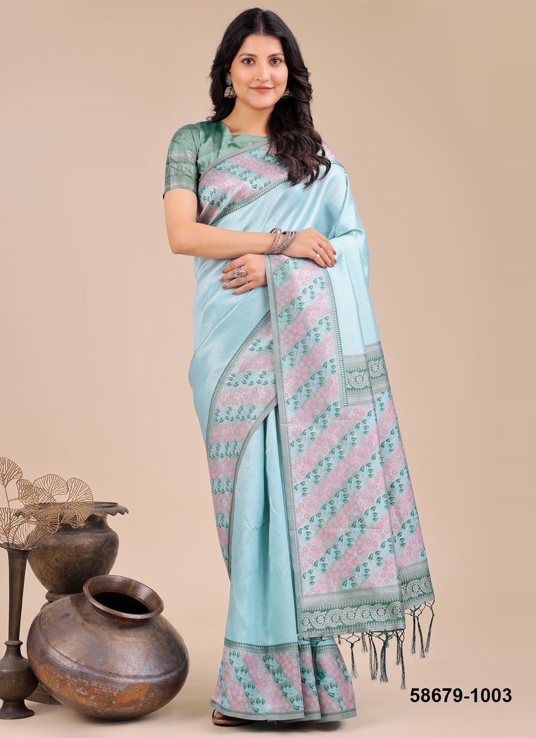 PLAZZO SILK 4 - Catalog # 58679 (Set of 6 Sarees) by Brand DESI MUSE