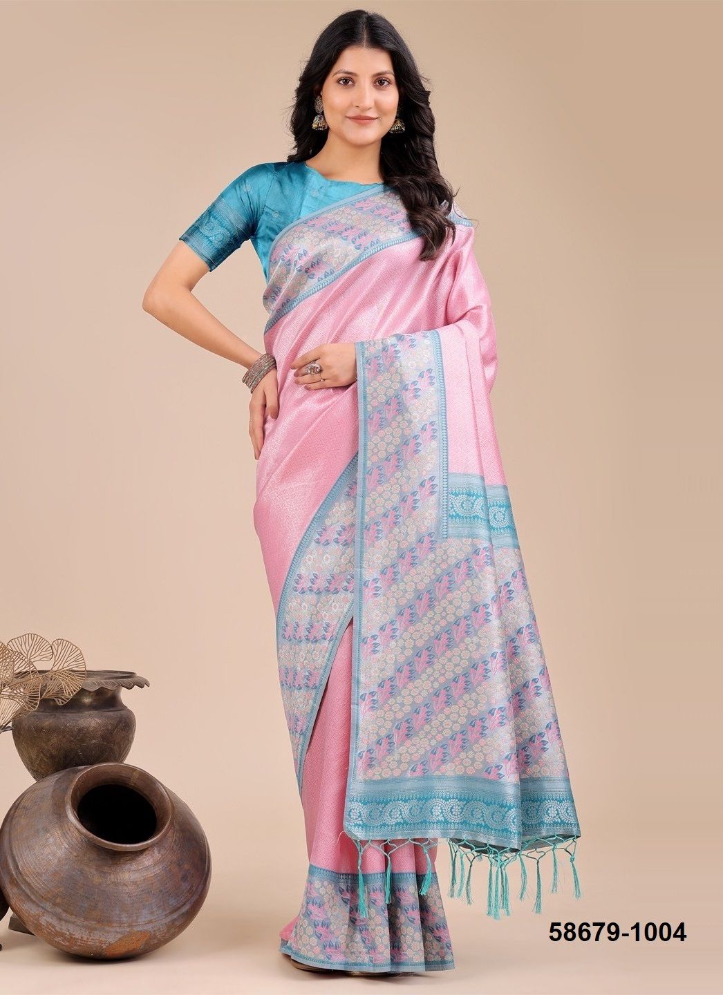 PLAZZO SILK 4 - Catalog # 58679 (Set of 6 Sarees) by Brand DESI MUSE