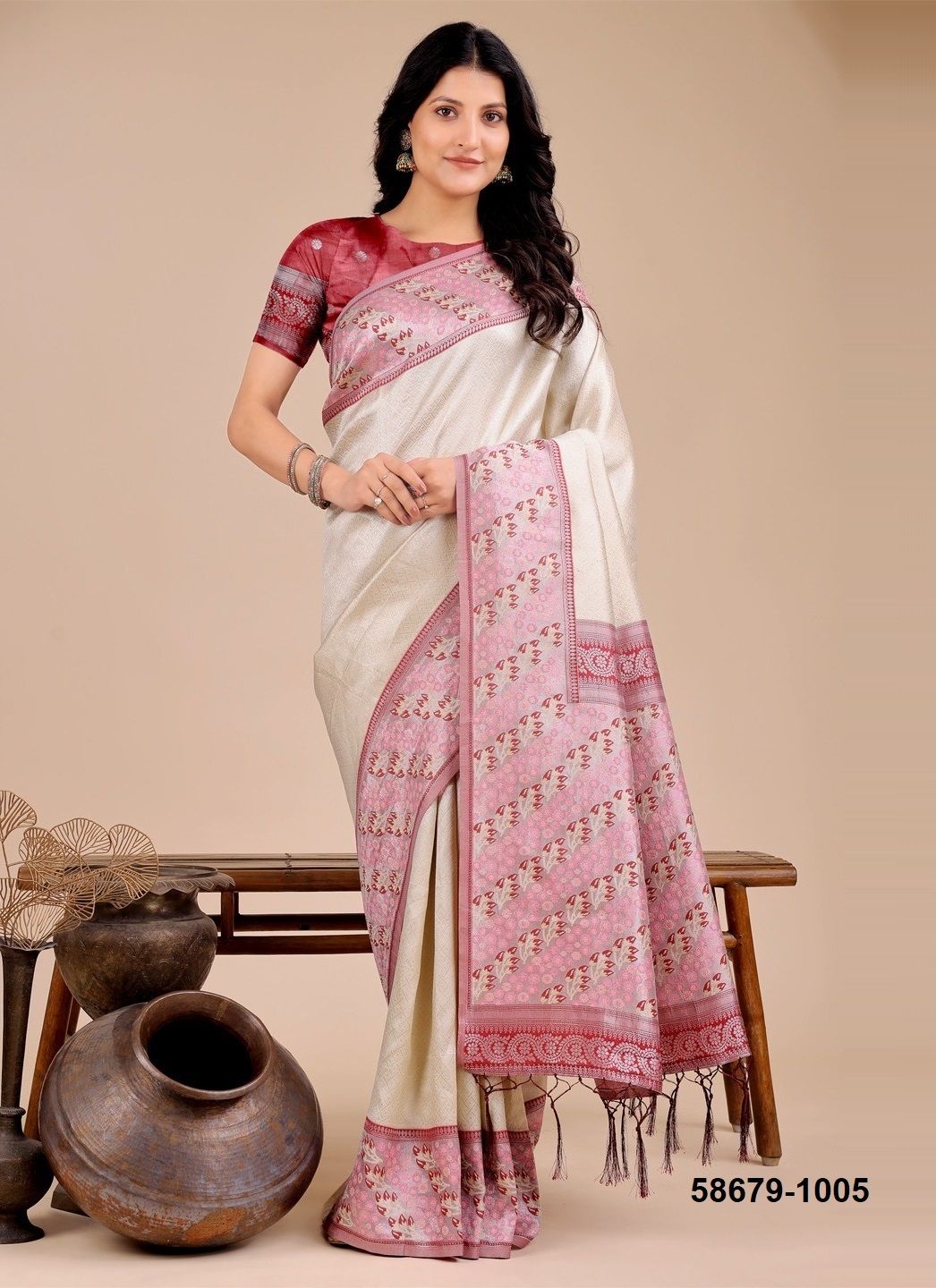 PLAZZO SILK 4 - Catalog # 58679 (Set of 6 Sarees) by Brand DESI MUSE
