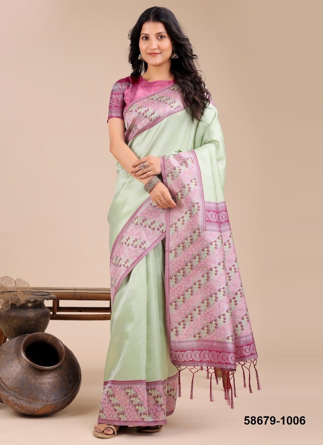 PLAZZO SILK 4 - Catalog # 58679 (Set of 6 Sarees) by Brand DESI MUSE