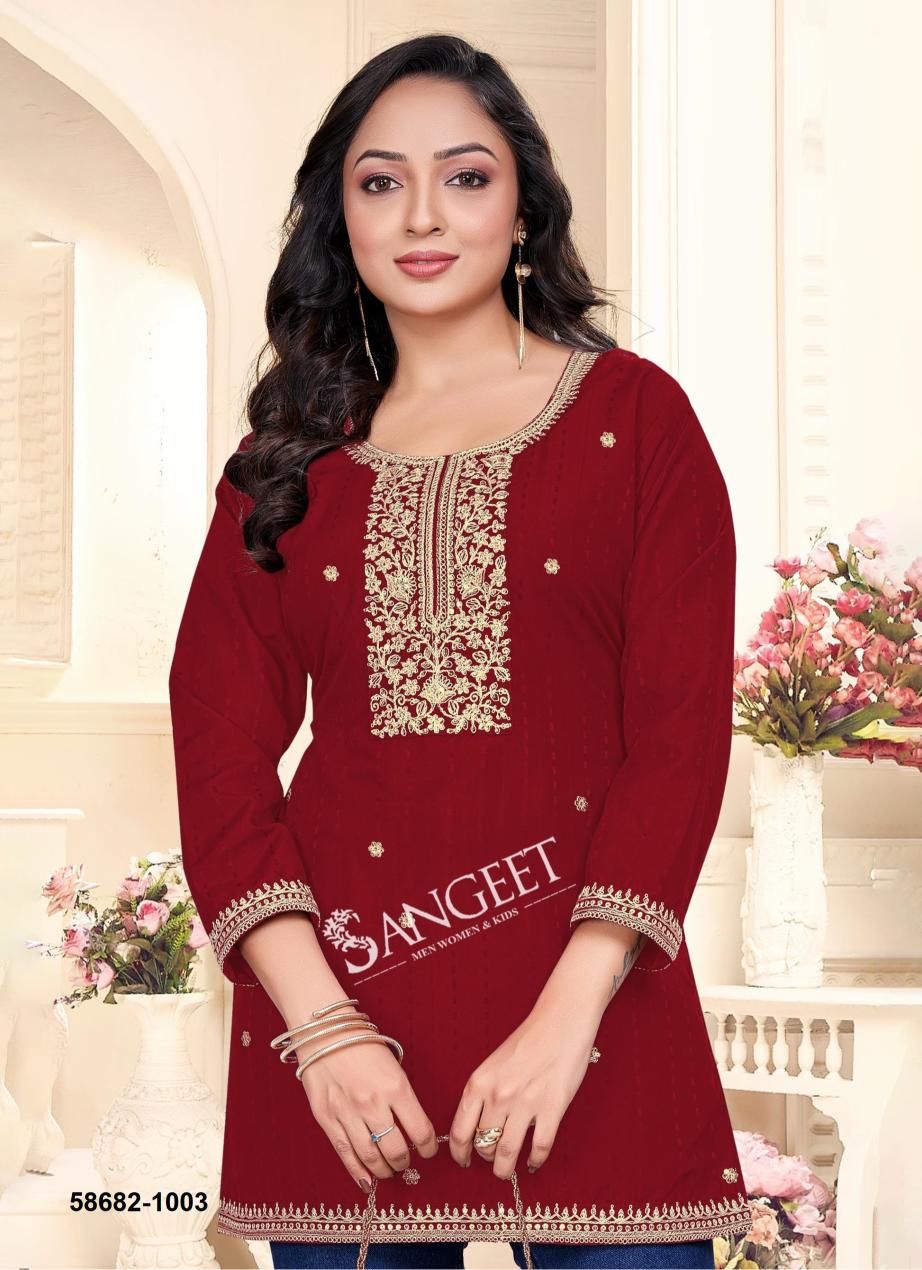 RAMNA - Catalog # 58682 (Set of 8 Readymade Women's Kurtis / Tops) by Brand SANGEET RAMNA - Catalog # 58682 (Set of 8 Readymade Women's Kurtis / Tops) by Brand SANGEET