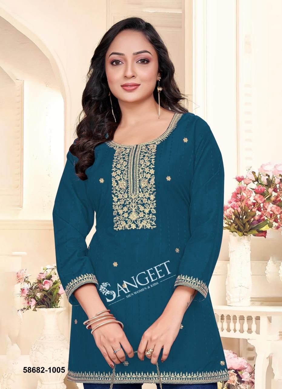 RAMNA - Catalog # 58682 (Set of 8 Readymade Women's Kurtis / Tops) by Brand SANGEET RAMNA - Catalog # 58682 (Set of 8 Readymade Women's Kurtis / Tops) by Brand SANGEET