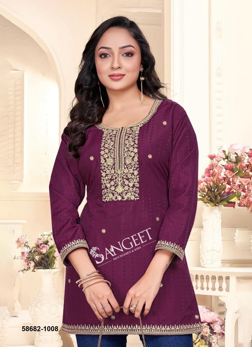 RAMNA - Catalog # 58682 (Set of 8 Readymade Women's Kurtis / Tops) by Brand SANGEET RAMNA - Catalog # 58682 (Set of 8 Readymade Women's Kurtis / Tops) by Brand SANGEET